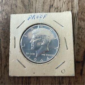 1964 Silver Proof Accented Hair Kennedy Half Dollar